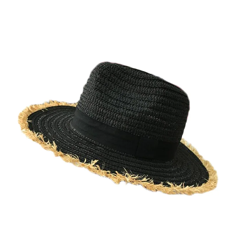 Новинка 2018 женские соломенные шляпы с широкими полями бахромой Женские Простые
