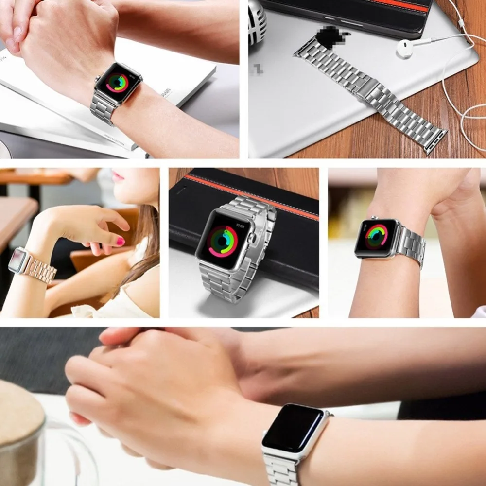 Металлический ремешок из нержавеющей стали для Apple Watch Series 5 1 2 3 4 деловой сменный