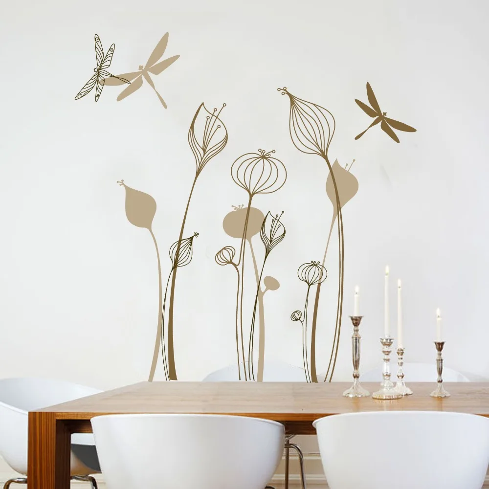 Home Decor Wall Sticker DIY Removable Decoration Mural Decal Flower Dragonfly | Дом и сад
