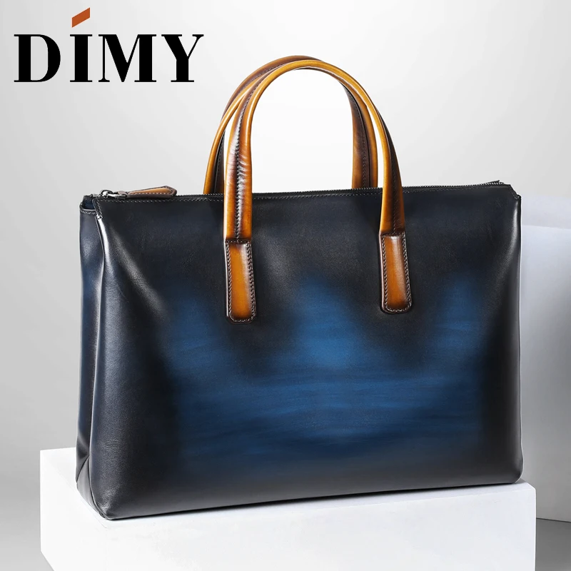 Мужской деловой портфель DIMY итальянский из натуральной кожи ручной работы в
