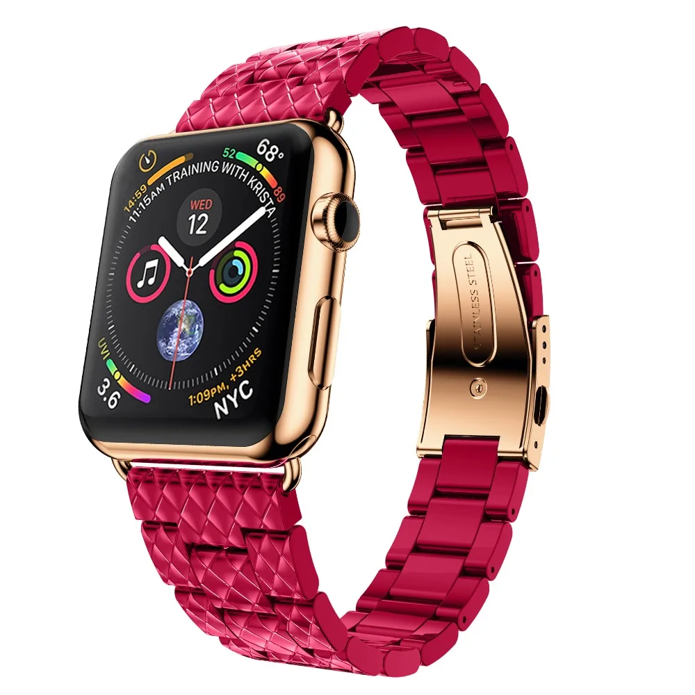 Роскошный ремешок для Apple watch 4 44 мм 40 мм iwatch band 42 мм 38 мм браслет из нержавеющей стали ремешок для Apple watch 3 2 1 42/38 мм