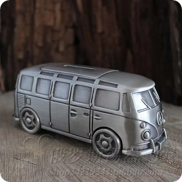 Жестяная Копилка Ван Тин Ретро креативный металлический автобус Детская копилка