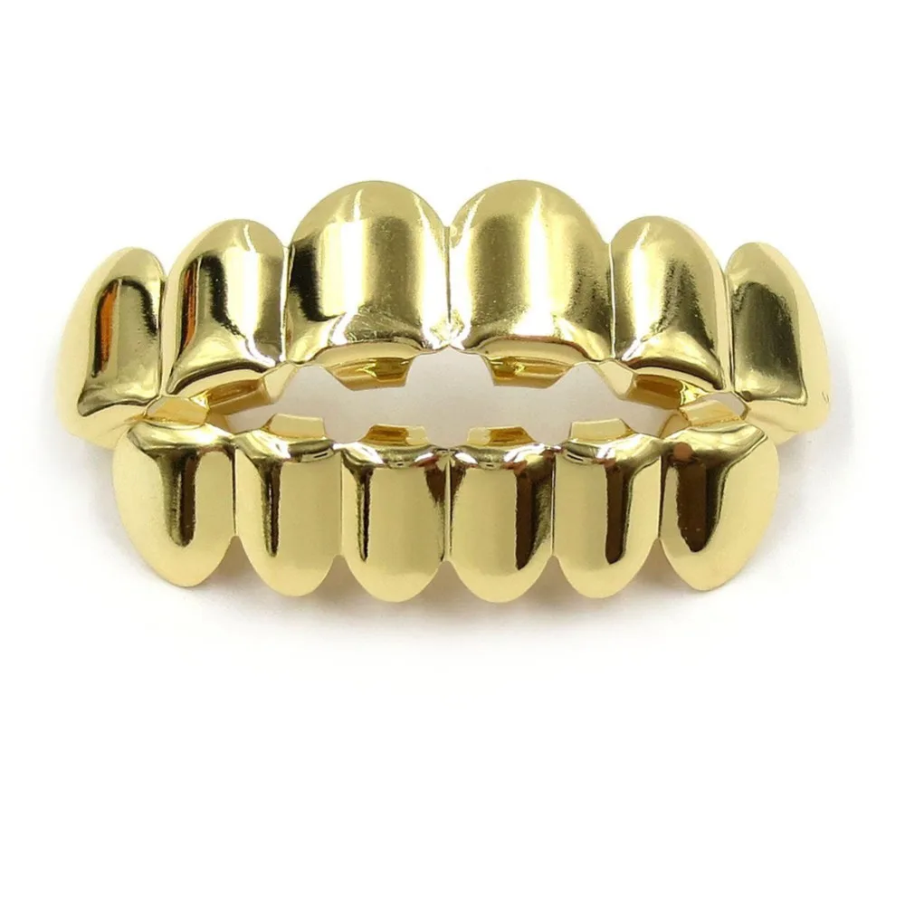 Hip Hop Gold Teeth Grillz Top &amp Bottom Grills Dental Mouth Punk Caps Cosplay Party Tooth Rapper Jewelry Gift T8N002W | Украшения и