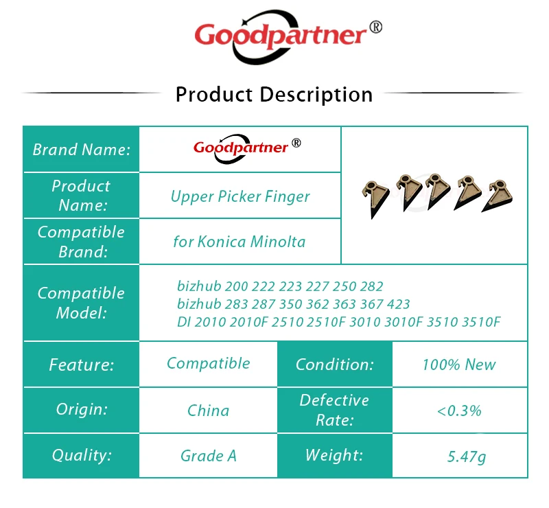5X 4040575501 4030571602 верхний палец для Konica Minolta 200 222 223 227 250 282 283 287 350 362 363 367 423 DI 2510 3510 |