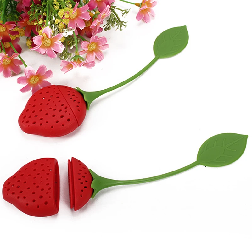 Милые многоразовые пищевые силиконовые чайные пакетики в форме красной клубники
