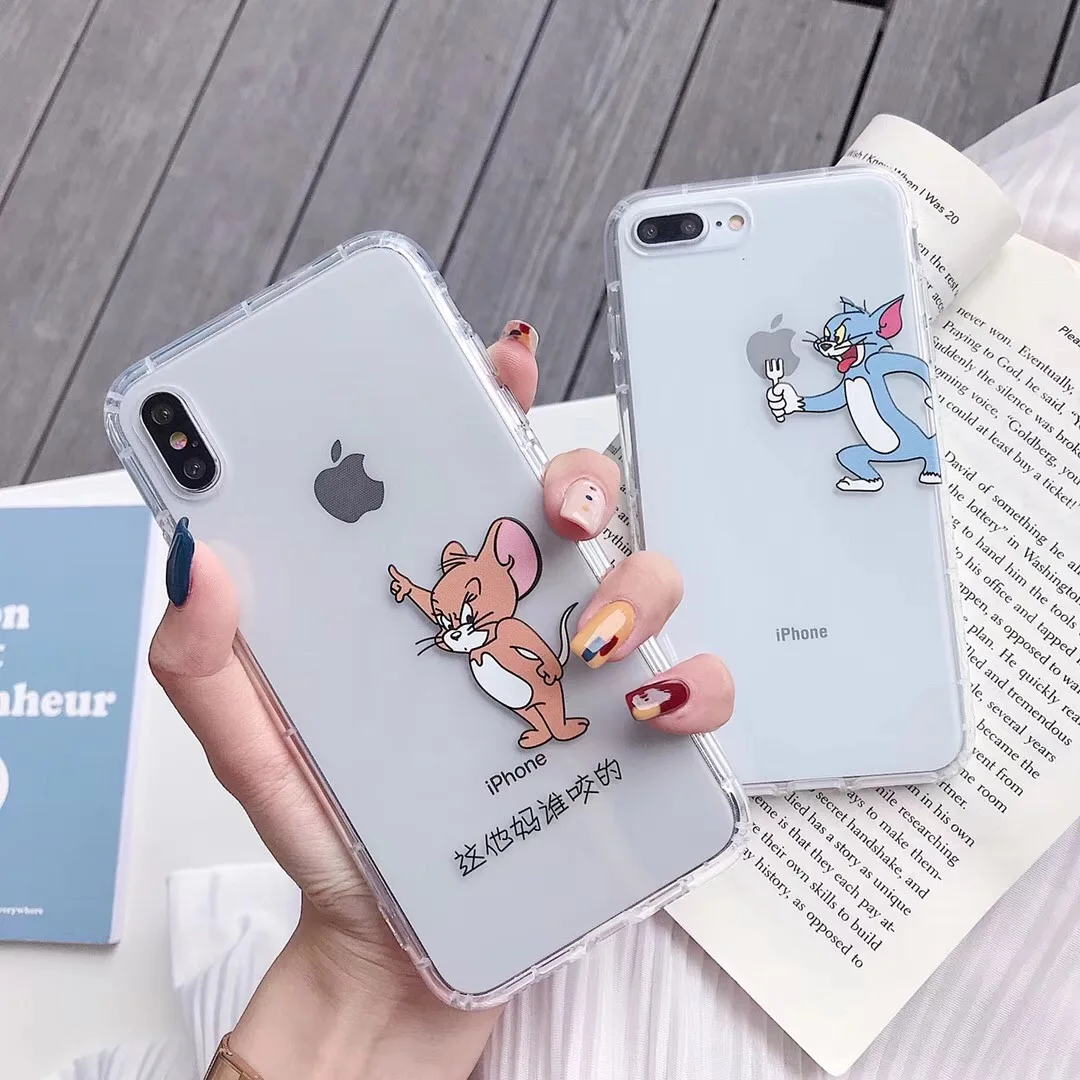 Прозрачный чехол для телефона из ТПУ с милым рисунком Тома Джерри Apple iPhone X 10 XS Max Xr