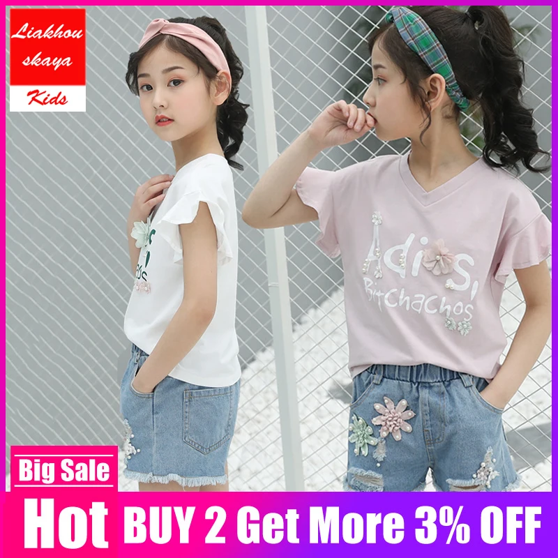 

Liakhouskaya Children Sets For Girls Fashion 2019 New Style Suits For Children Girls T-shirt + Pants 2pcs Set Kids Teenage Girls