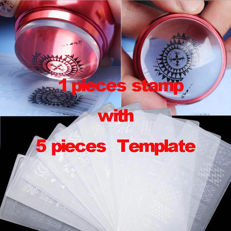 5pcs Tem 1 stemp Новое поступление 5 шт./лот пластины для штамповки ногтей прозрачный желе штамп искусство ногтей штамп трафарет Маникюр Шаблон инструменты для ногтей 10 стилей - Цвет: 5pcs Tem 1 stemp