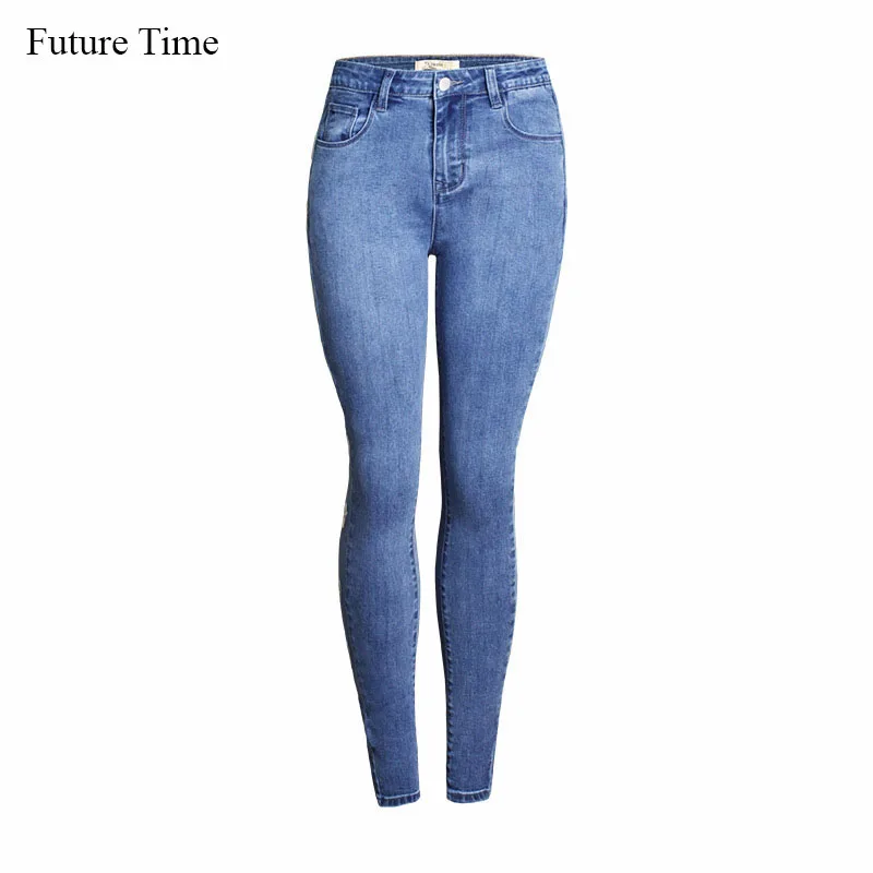 Future Time выдалбливают обтягивающие джинсы средняя талия эластичные женские модные