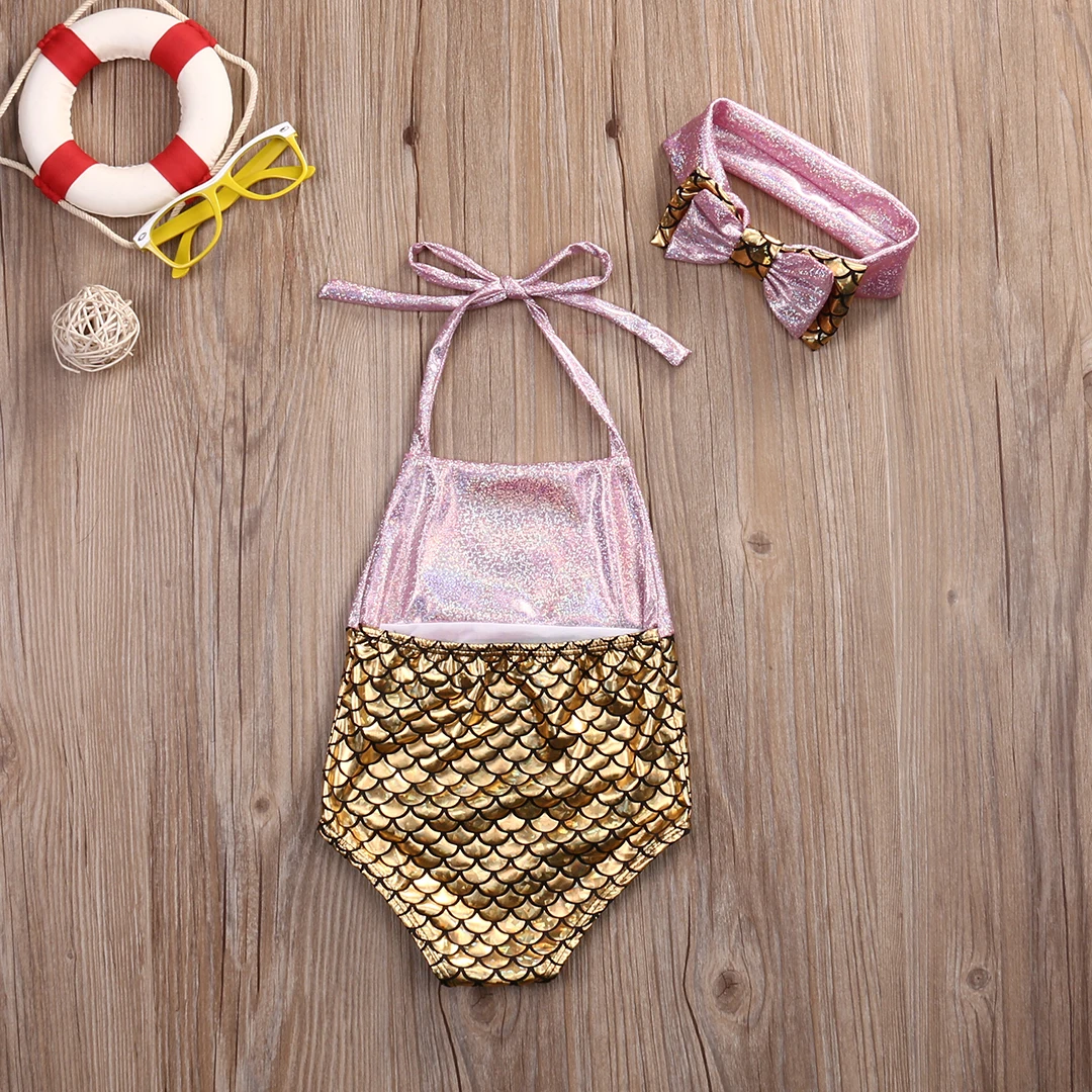 One piece Fairy Mermaid Swimsuit With Headband For Baby Girl | Детская одежда и обувь