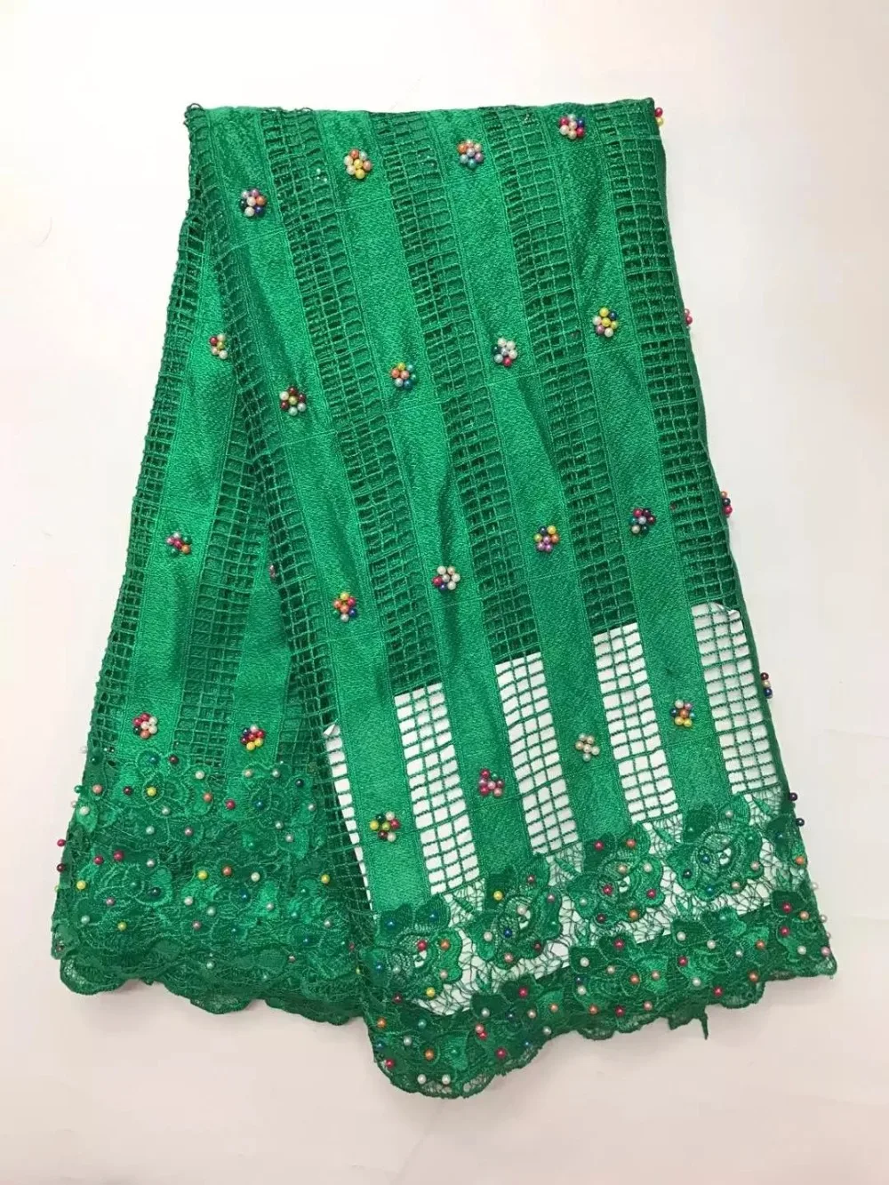 

2018 High Quality Beads French African Guipure Cord Swiss Lace,Nigeria soluble Water Lace Fabric For dress 5yard/lot RL0501