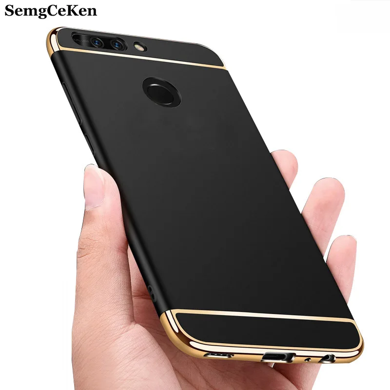 SemgCeKen luxury ShockProof case For huawei p8 honor 8 p9 lite 2017 gr3 phone back armor 3d plating matte hard coque cover etui |