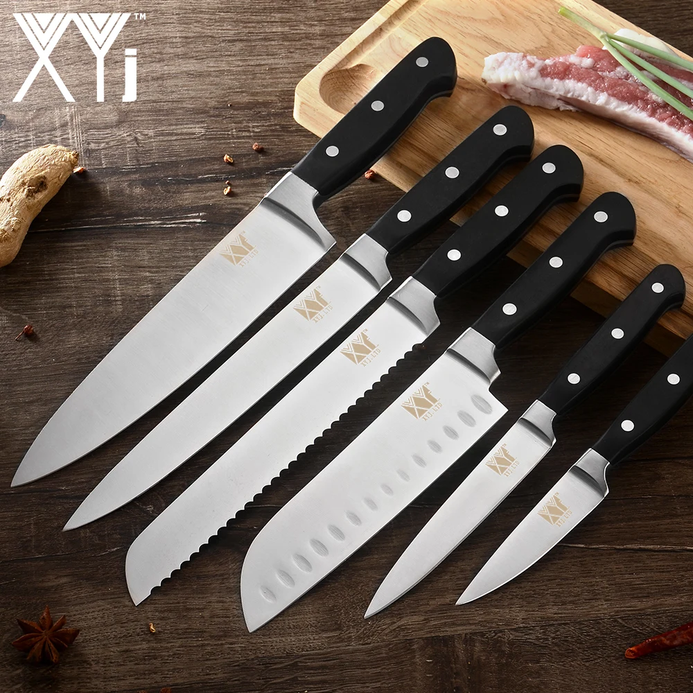 Набор кухонных ножей из нержавеющей стали XYj универсальный сантоку шеф повар для
