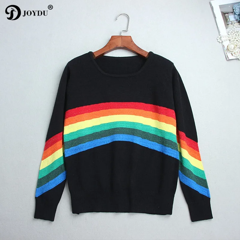 Фото BIG SALE! Knit Sweater Women 2018 Fashion Runway Design Rainbow Patchwork harajuku Loose Winter Pullovers Tops Jumper pull femme Женская BIG SALE! Knit Sweater Women 2018 Fashion Runway Design Rainbow Patchwork harajuku Loose Winter Pullovers Tops Jumper pull femme Женская