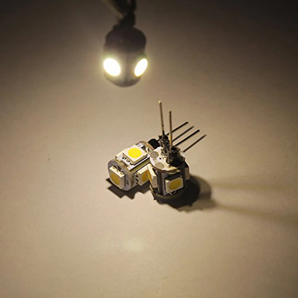 10 шт. DC12V G4 5050 5 SMD СВЕТОДИОДНЫЙ 60Lm бесполярности светодиодный лампы автомобиля