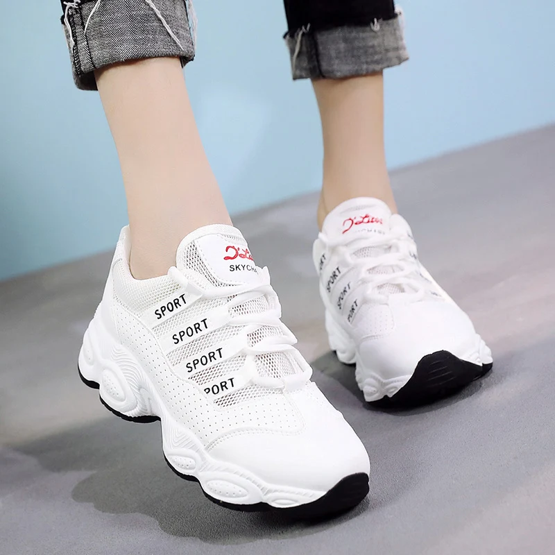 Дышащая женская обувь на платформе женские кроссовки летние массивные Zapatos De Mujer