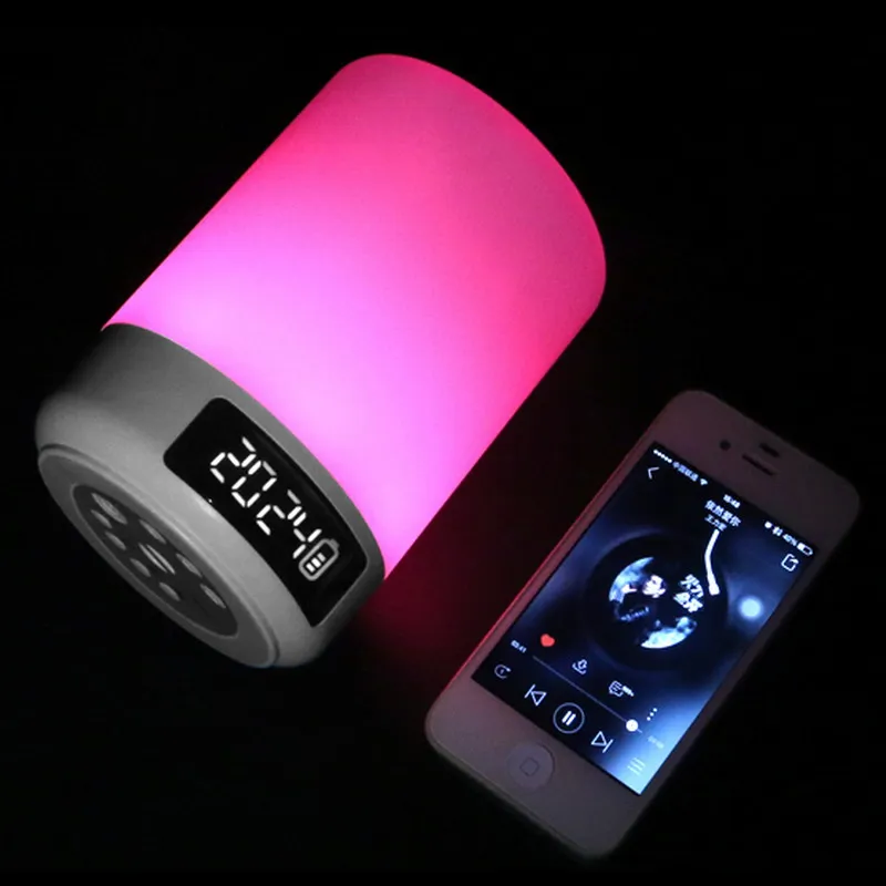 LBK умный Ночной светильник bluetooth динамик D58 часы 7 цветов атмосферная лампа