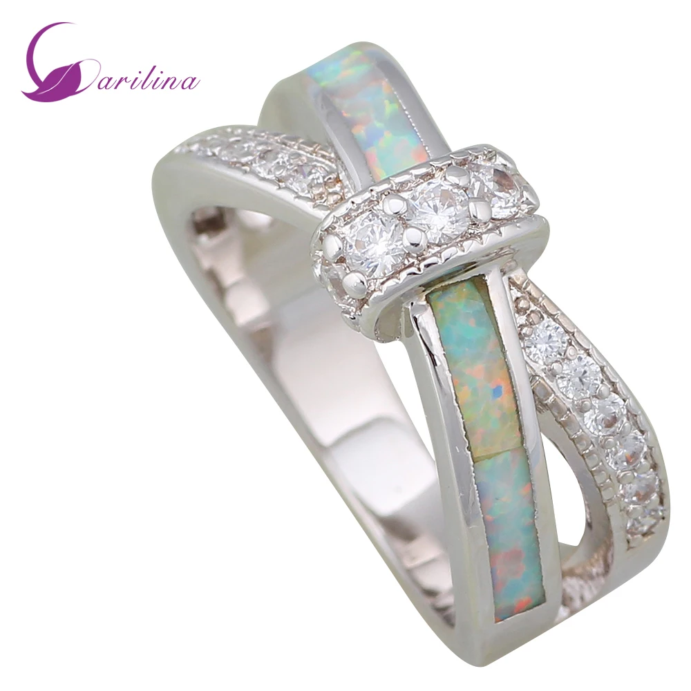 

Fashion Opal Wedding Rings Fine Jewelry Women's Rings White Cubic Zirconia Fire Opal Silver Color rings R249