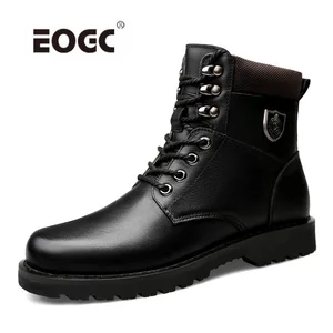 Ботинки мужские из натуральной кожи, винтажный стиль, теплая обувь на шнуровке, ботинки для снега, Осень-зима