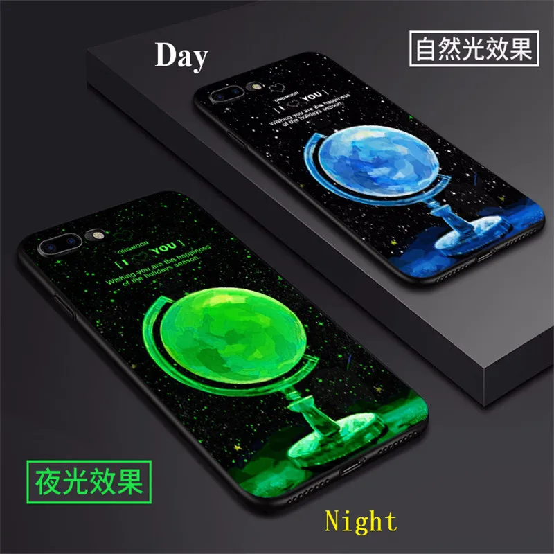 Светящийся чехол для iPhone 6, 6 S, 7, 8 Plus, X светильник в темноте, чехол для телефона, задняя крышка для 8 Plus, 7 plus, светящаяся оболочка, Coque Fundas