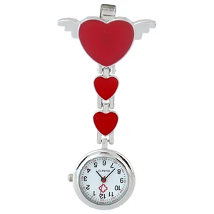 Gnova Платиновые металлические часы медсестры Крылья Ангела сердце очарование женщин медицинская брошь часы белый крест аналоговые кварцевые часы A858