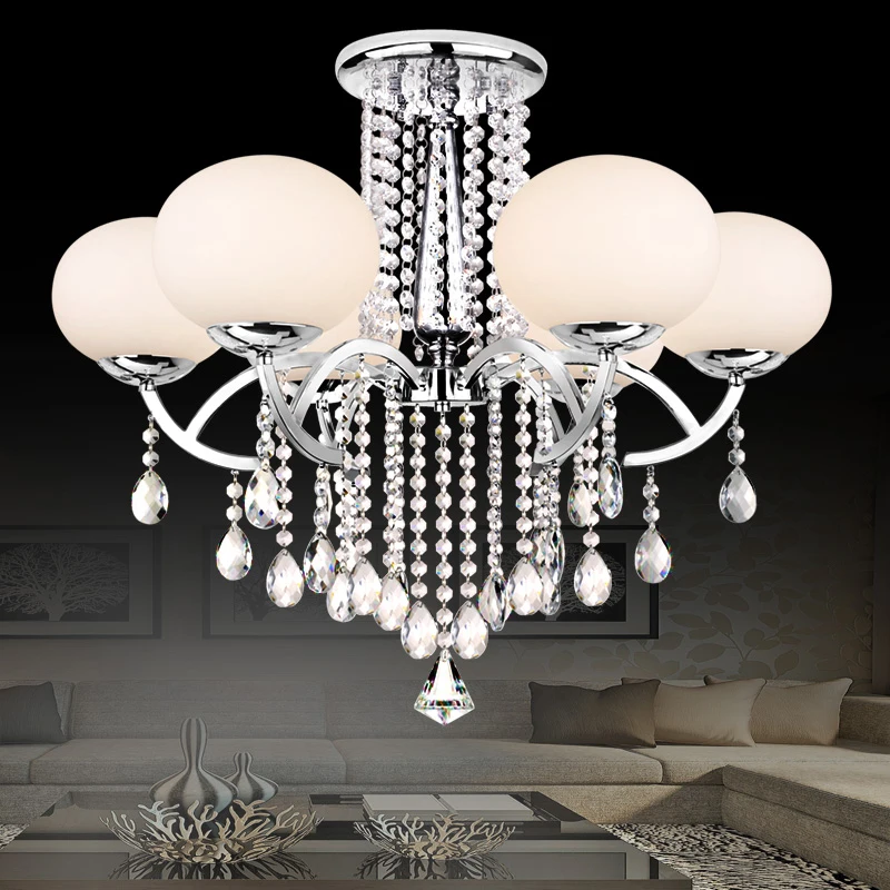 Светодиодный хрустальная люстра круглый спальня гостиная стеклянный подвесной