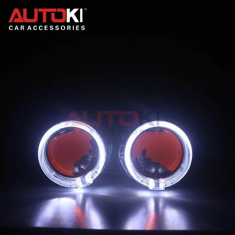 Autoki светодиодный Ангельские глазки+ Bi Xenon объектив проектора фар+ дьявольские глаза автомобиля модернизации DIY Габаритные огни Особенности 2,5 ''H4 H7