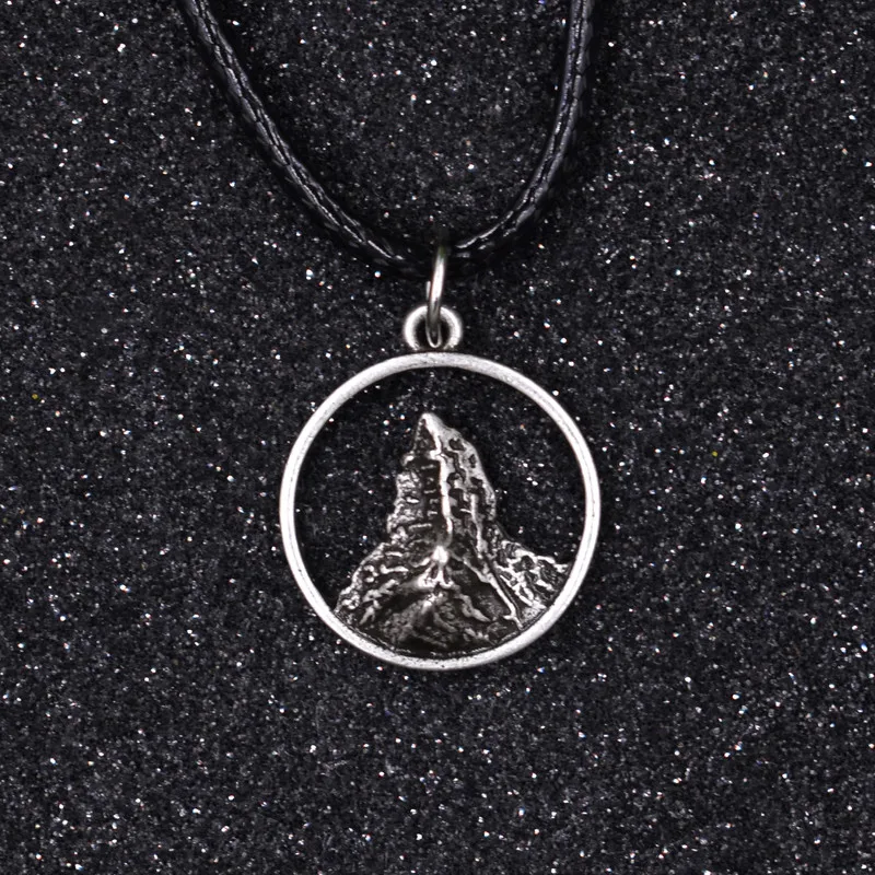 SanLan Nature Mountain Camping Round Charms Pendant Leather Cord Necklace Climber Club Gift Jewelry | Украшения и аксессуары