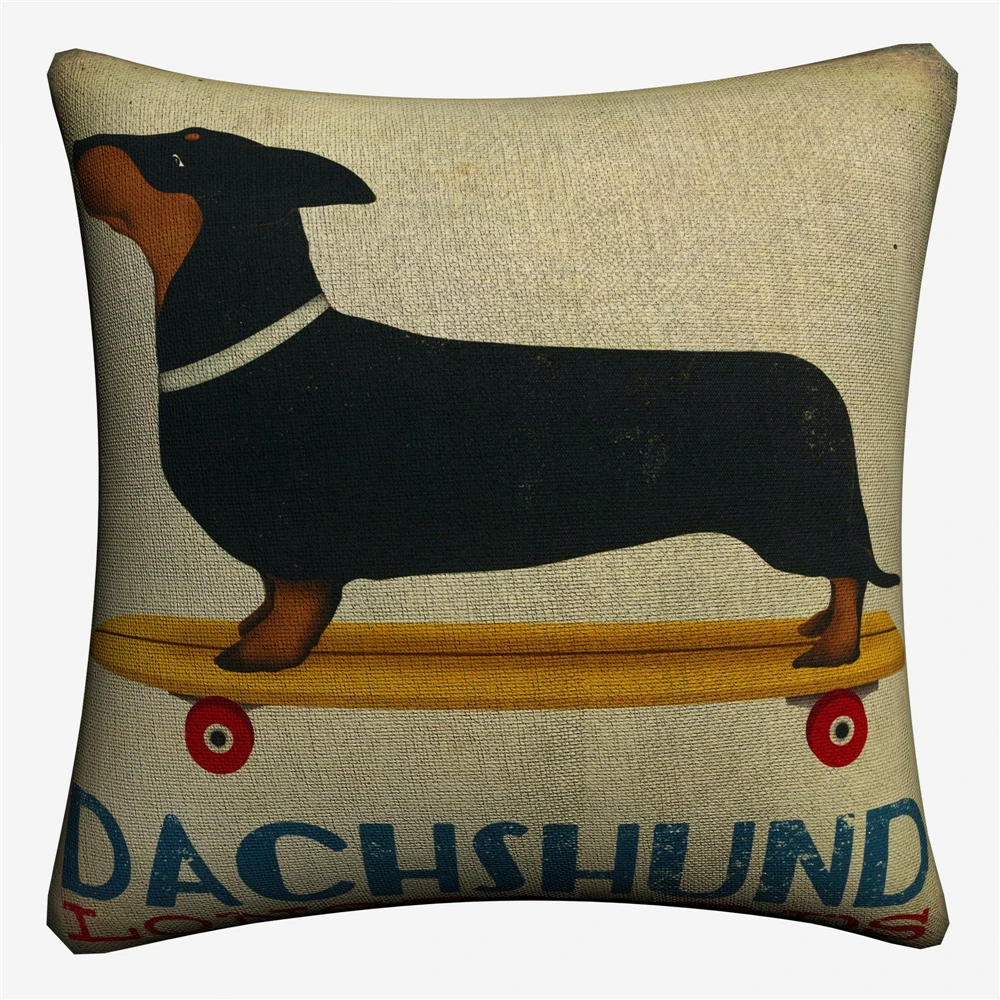 Dachshund Art Dog Pet Decorative Pillow Covers For Sofa Home Decor Linen Cushion Case 45x45cm Throw Cases | Дом и сад