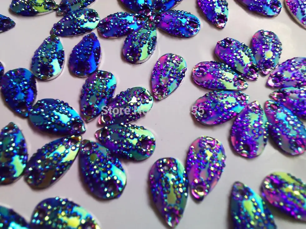 Ослепительный фиолетовый цвет AB Кристалл пришить на камни с плоской задней водой