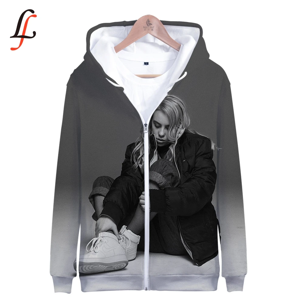 Женская толстовка на молнии Billie Eilish harajuku повседневная с объемной молнией
