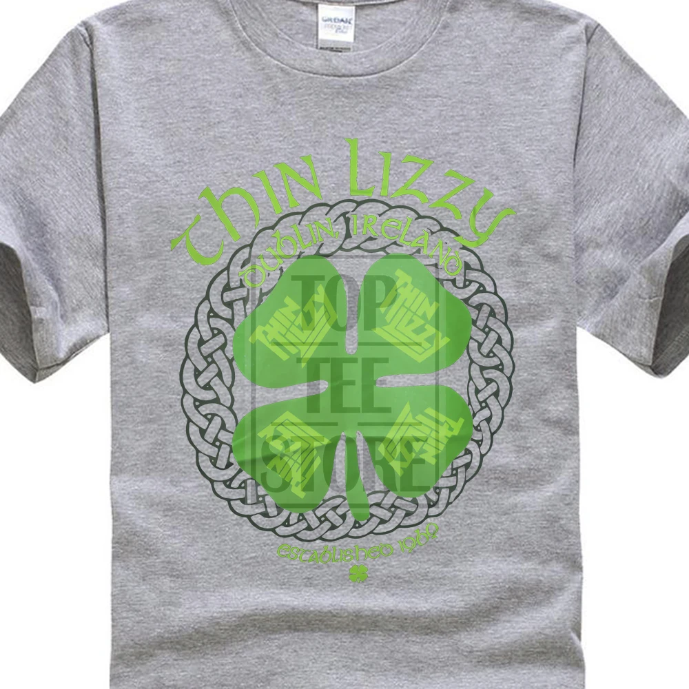Серый Тонкая черная футболка Lizzy Men'S Four Leaf Clover - Цвет: Серый