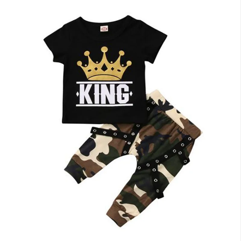 

2018 Summer Baby Boys Clothes Suits Kids Clothing Sets Toddler Tops T-shirt Camo Pants Outfits Casual Sport Suits Children Sets