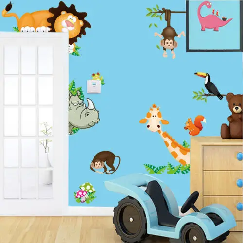 Виниловые наклейки на стену в виде диких животных джунглях для детской комнаты