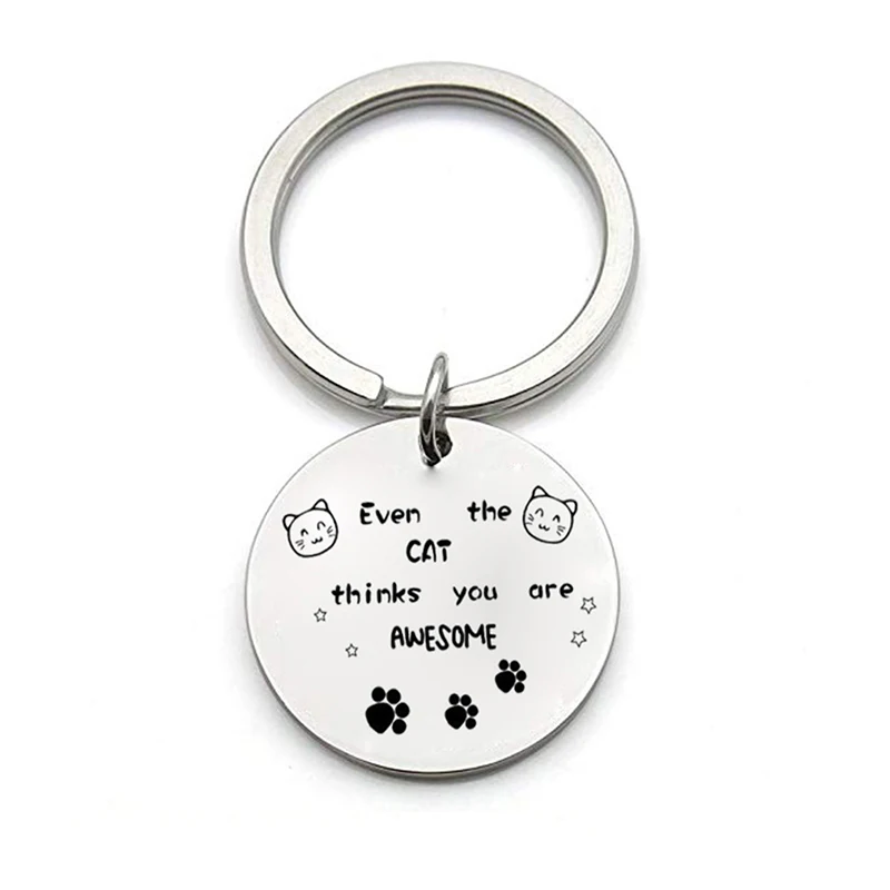 Cute Animal Pet Paw Footprint Keychain Even The Cat Thinks You Are Awesome Pendant Keyring For Women Friends Jewelry Key Chain | Украшения