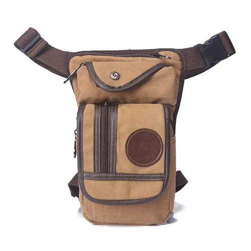 Khaki Canvas Высококачественная холщовая/нейлоновая сумка для ног поясная Поясная Сумка пояс бедра ягодицы Военная дорожная мотоциклетная мужская сумка для езды на бедрах - Цвет: Khaki Canvas