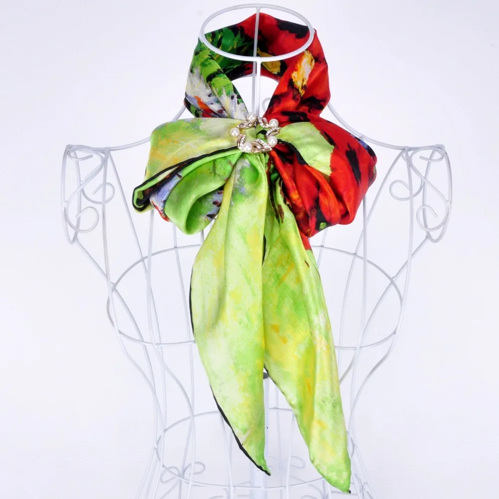 Новинка Фирменный шарф из 100% шелка с цветами для девочек палантины и шали