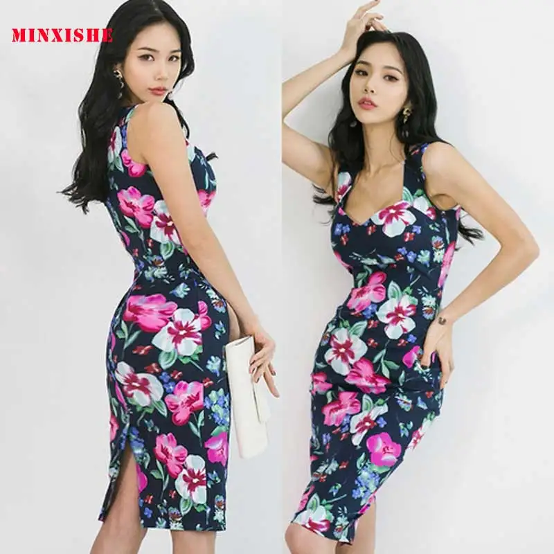 Летнее женское платье 2019 сексуальное облегающее элегантное цветочное миди