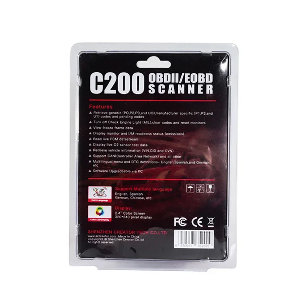 Creator C200 c500 c100 OBDII EOBD кодовый ридер Многоязычное обновление онлайн c200 кодовый ридер creator c100 кодовый ридер