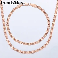 jewelry set for women men rose gold bracelet neckalce set snail chain 2018 fashion dropshipping jewelry gifts male 4mm kgs181