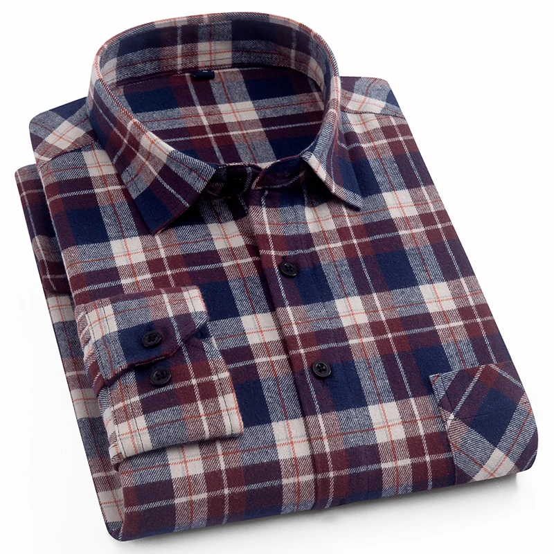 CTF13 LISIBOOO New Fashion Mens Shirt Long Sleeved Cotton Men Shirt Plaid Casual Shirt Male Business Shirt Camisa Masculina - Цвет: CTF13