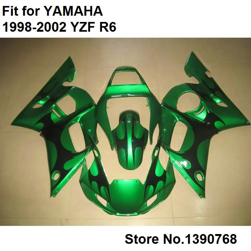 Подходит для Yamaha Обтекатели YZF R6 98 99 00 01 02 зеленый металлик кузов части YZF-R6 1998 1999 2000