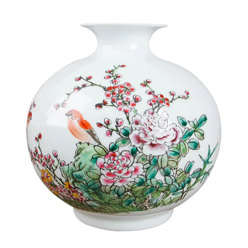 Настольная керамическая ваза для цветов с птицами Jingdezhen антикварная в виде