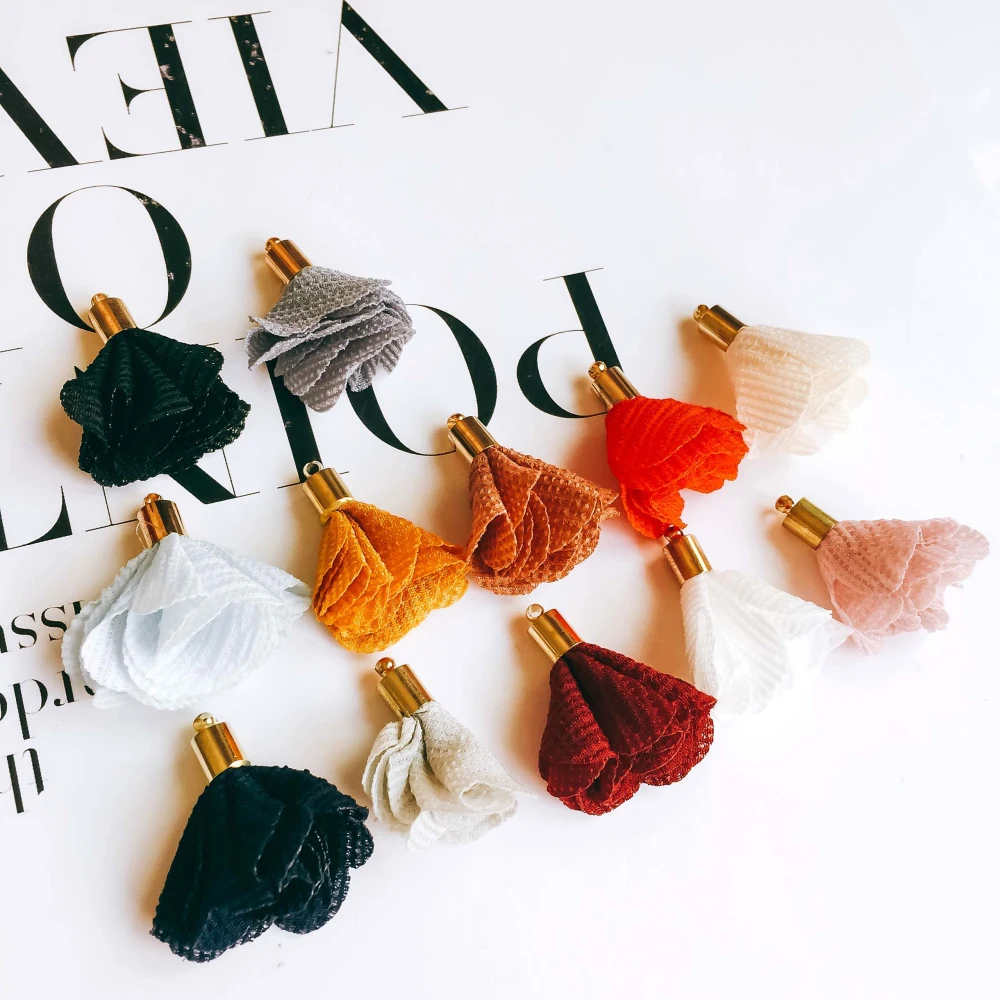 

Eardrop Mixed Colors Flower Tassel Earring Accessories Pendant Necklace Charms Jewelry Finding Diy Handmade Material 10pcs