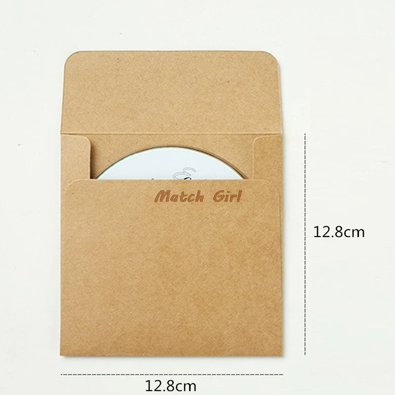 

50pcs- 12.8*12.8cm 250gsm Kraft Paper DVD Packaging Bag Cover CD Packaging Envelopes Pack Boxes wedding party favor