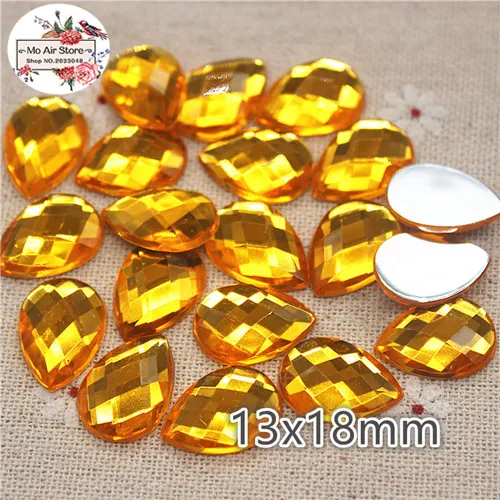 golden 50pcs 13x18 мм смешанный цвет акриловые стразы камень слеза капля flatback граней Кабошон Стразы украшения DIY ремесло 13x18 мм - Цвет: golden 50pcs