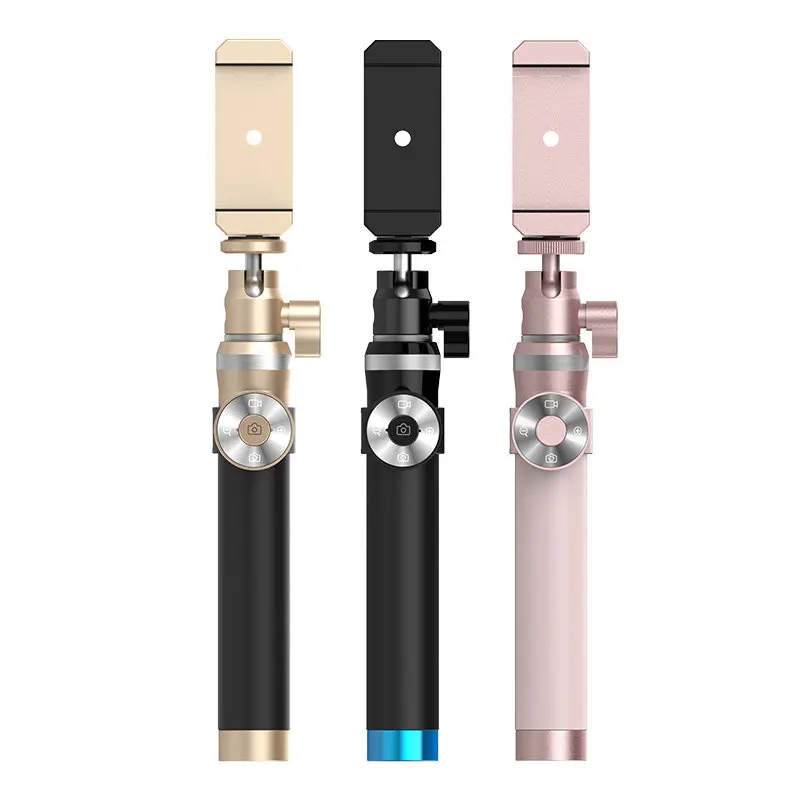 Роскошный Bluetooth монопод селфи палка ручной Матовый металлический штатив