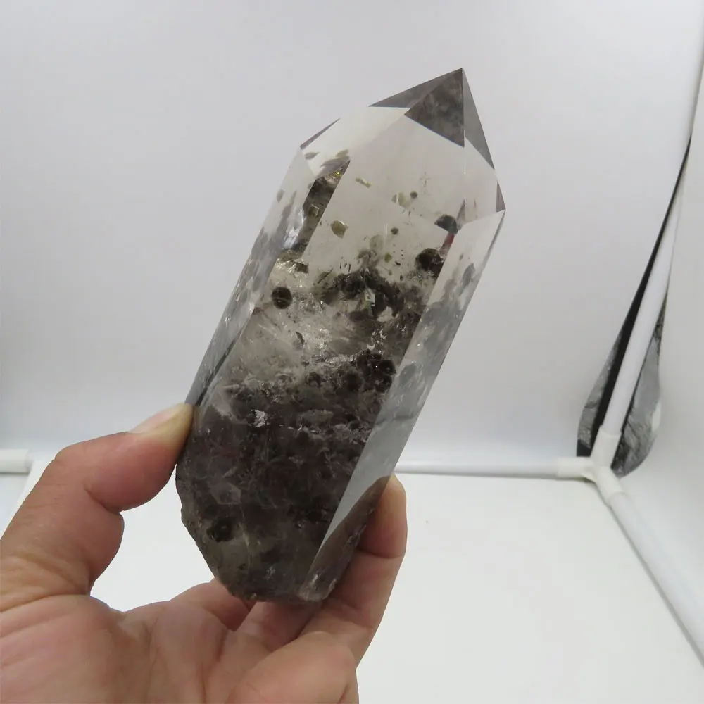 FeiLaEr 499 г редкая Натуральная Зеленая Ghost Phantom Quartz Хрустальная палочка Micas полностью