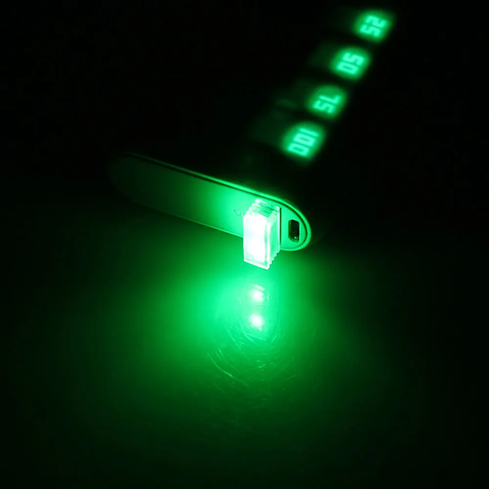 Зеленый 10 шт. автомобильный атмосферный светильник s Mini USB СВЕТОДИОДНЫЙ светильник для салона автомобиля красочный неоновый окружающий светильник красный/синий/белый/зеленый/кристально-синий/оранжевый - Испускаемый цвет: Зеленый