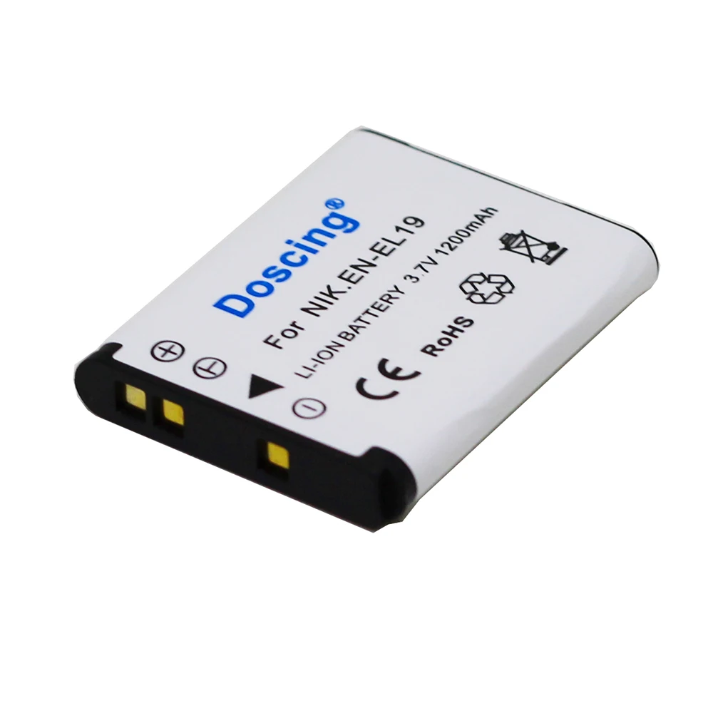 Аккумулятор Doscing EN-EL19 EN EL19 для Nikon Coolpix S2600, S2700, S3100, S3500, S4100, S4150, S4400, S5200, S6400, S6900, 3,7 в, 1200 мАч